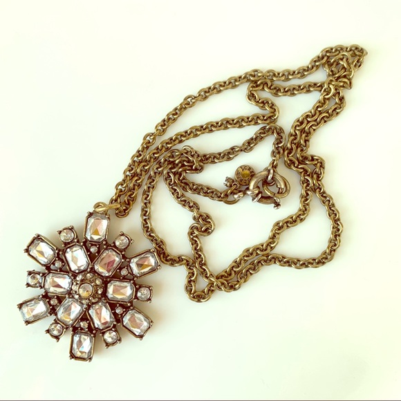 J. Crew Jewelry - J. Crew Antique Bronze Rhinestone Pendant Necklace